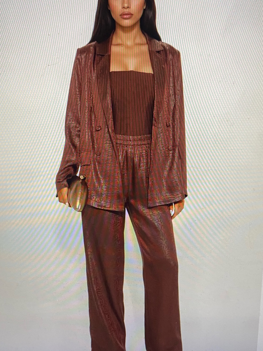 Fashion Nova Brown Double-Breasted Blazer+ trouser Set/ NWT